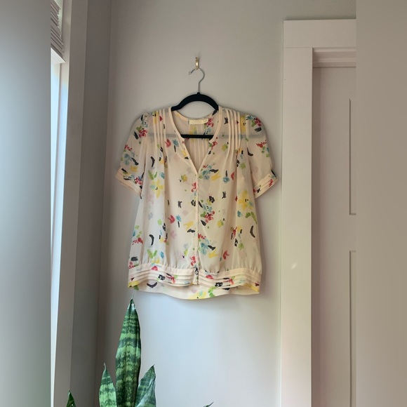 Anthropologie Pins and Needles Watercolor Chiffon Blouse size M - Picture 2 of 11